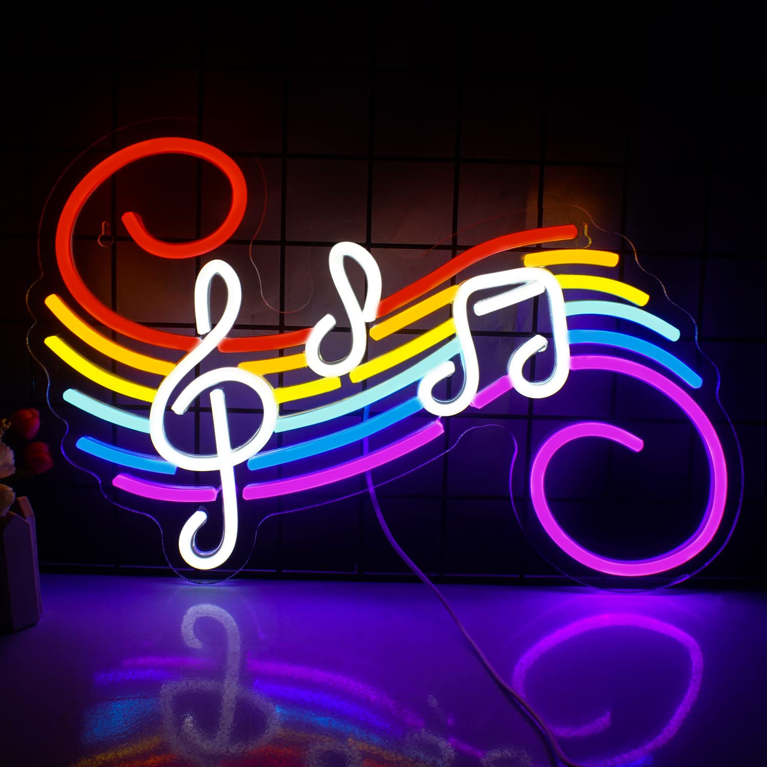 Lighting Christmas Decor - Music Notes Neon Sign Customizable Colorful