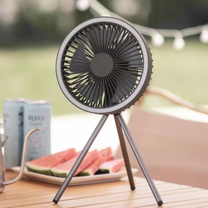 Floor Lamp Tripod - Portable Camping Fan with LED Light