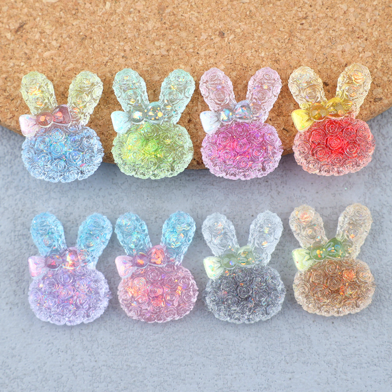 Lighting Decor Items - 5PCS 18*25mm Luminous Gradient Rabbit Resin