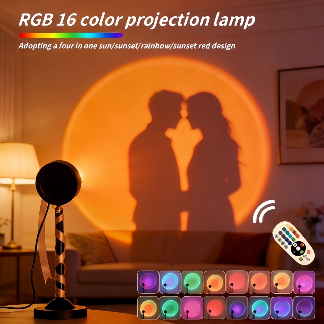 Lighting Room Decor Photo - 16 Color Sunset Projection Lamp Warm