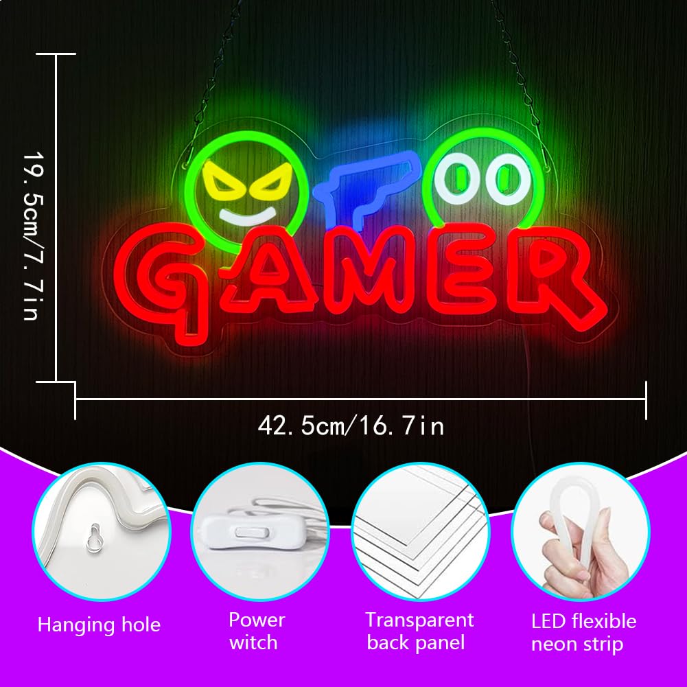 Gamer Neon Sign LED Wall Light - đánh giá và giá Lighting Christmas Decor