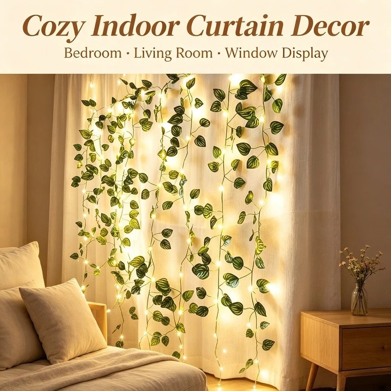 2M Artificial Leaf LED String  - đánh giá và giá Garden Lighting Decor