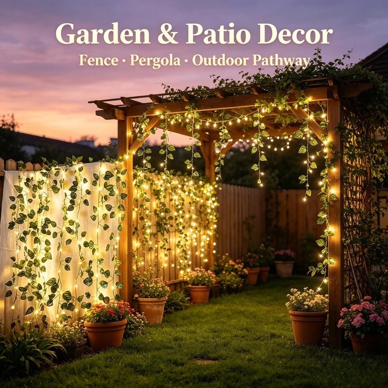 2M Artificial Leaf LED String  - đánh giá và giá Garden Lighting Decor