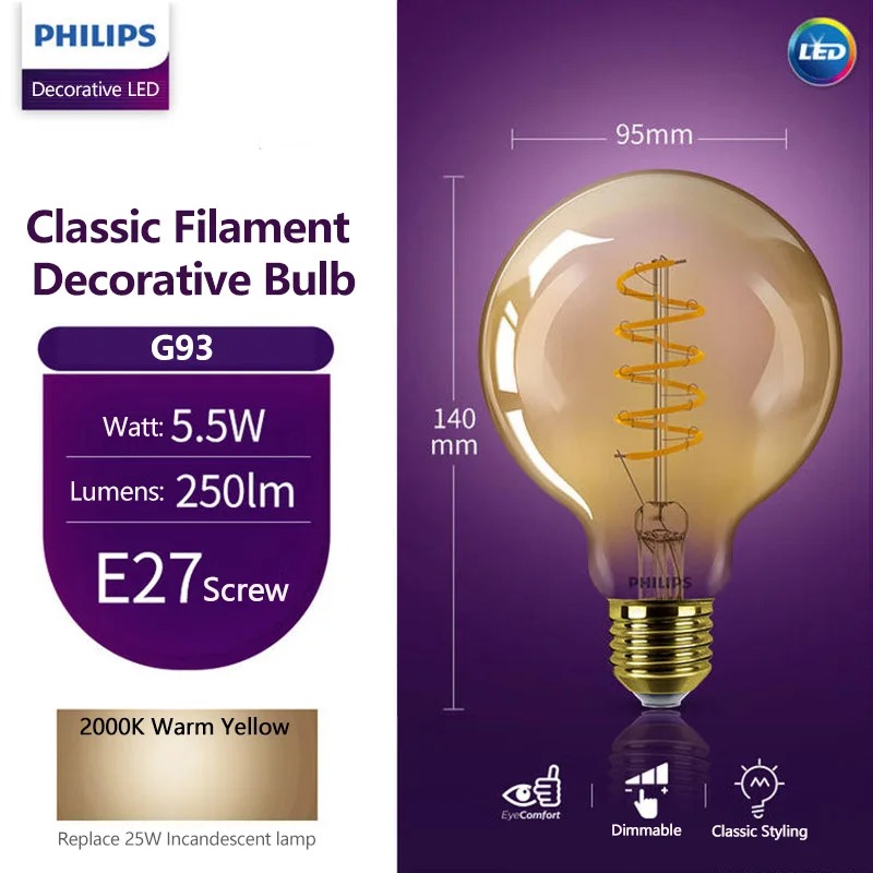 Philips LED Lamp G93 Classic F - đánh giá và giá Philips Bulb Led Classic