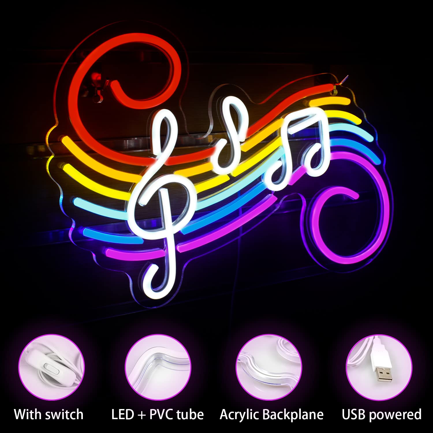 Music Notes Neon Sign Customiz - đánh giá và giá Lighting Christmas Decor