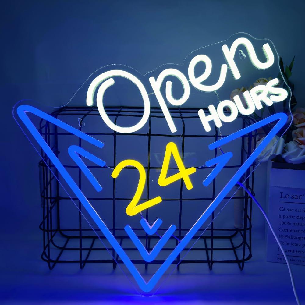 Open 24 Hours Neon Sign Dimmab - đánh giá và giá Decor Lighting Opening Hours