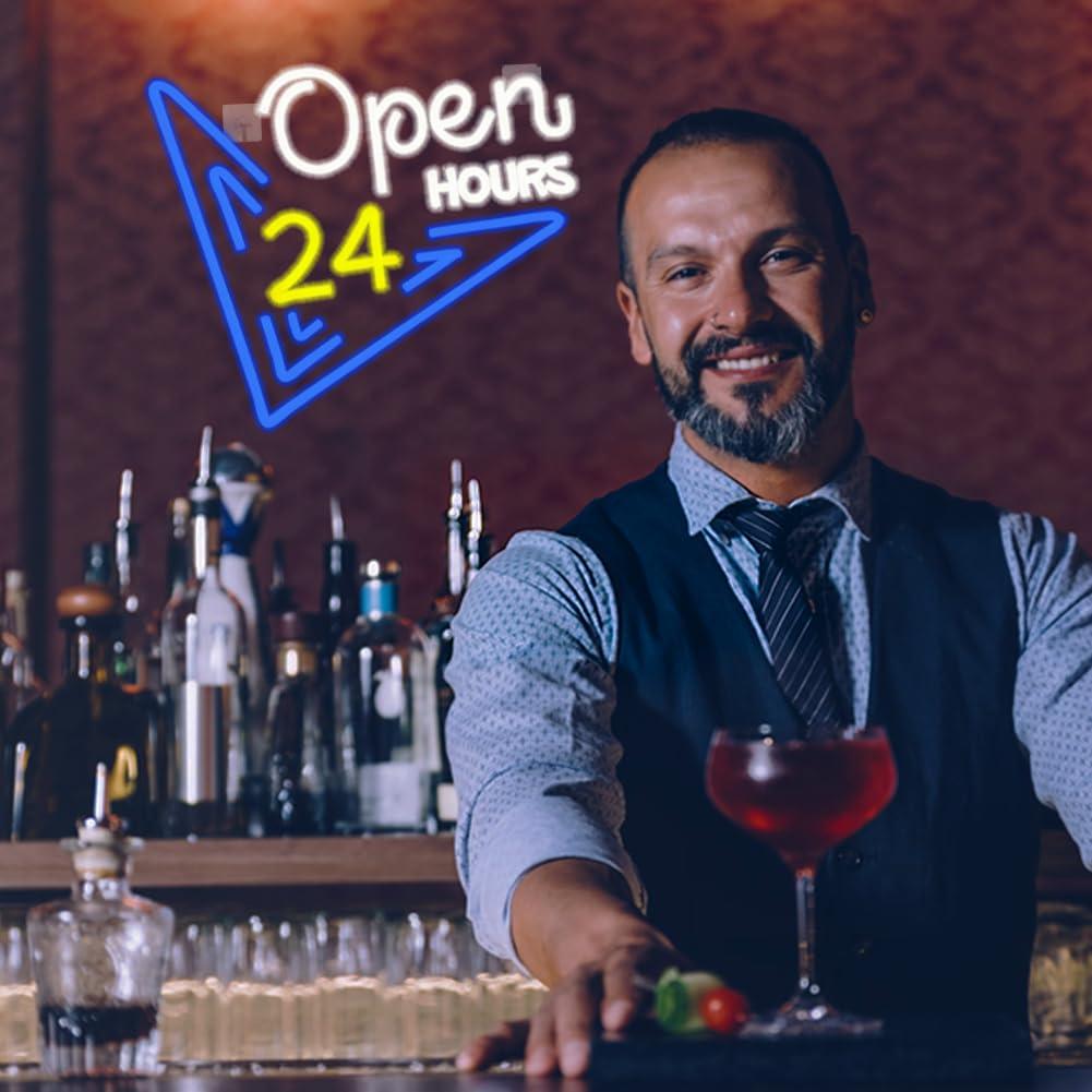 Open 24 Hours Neon Sign Dimmab - đánh giá và giá Decor Lighting Opening Hours