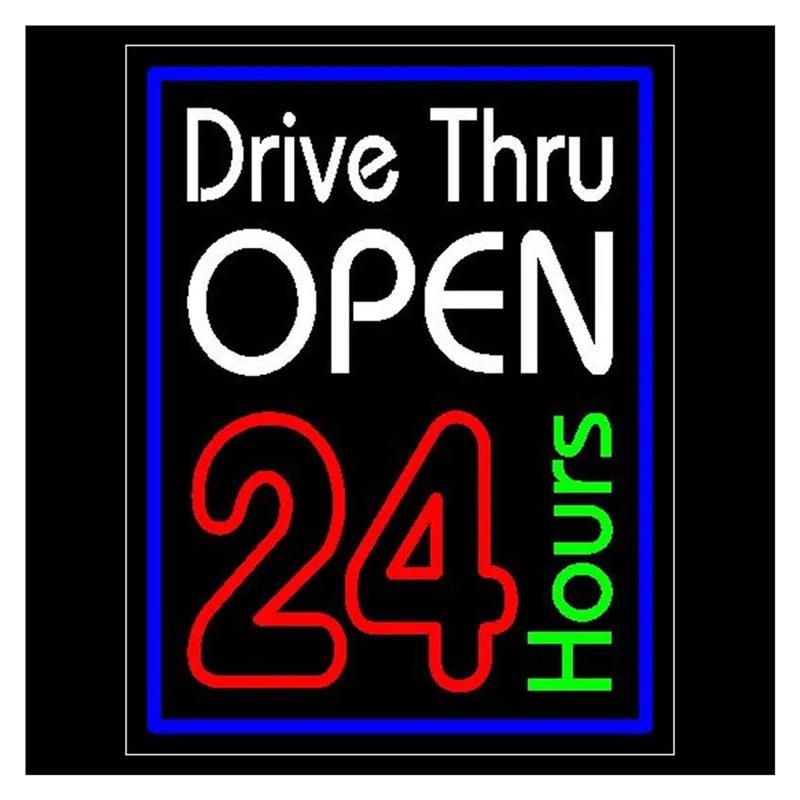 Drive Thru Open 24 Hours Neon  - đánh giá và giá Decor Lighting Opening Hours