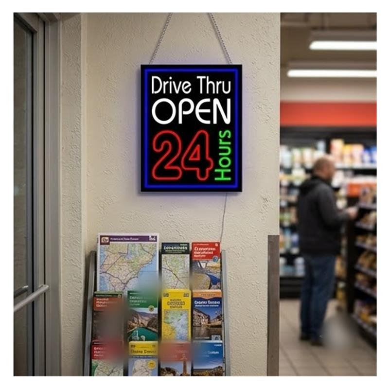 Drive Thru Open 24 Hours Neon  - đánh giá và giá Decor Lighting Opening Hours