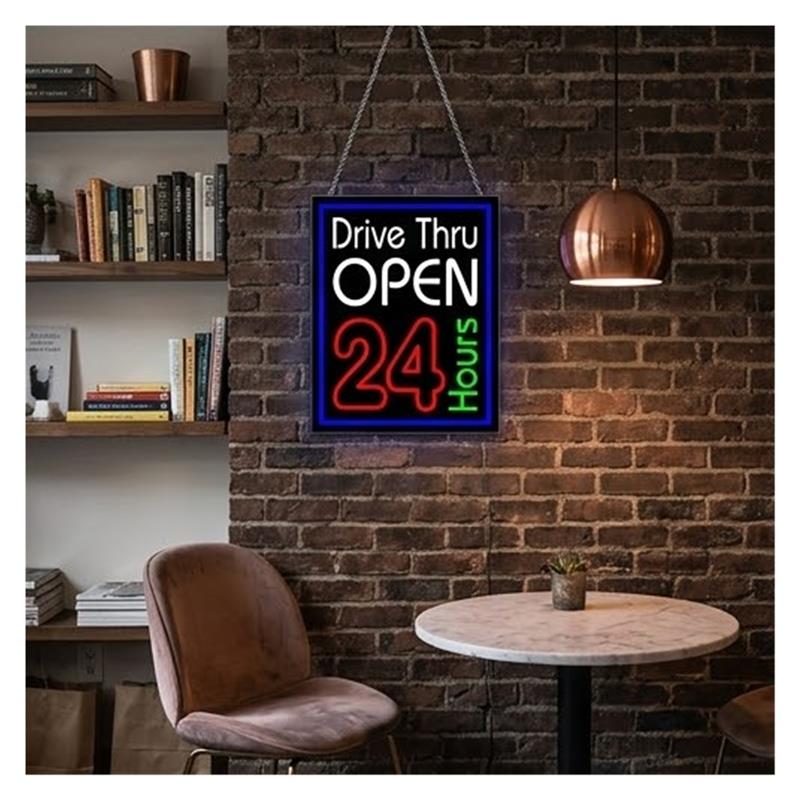 Drive Thru Open 24 Hours Neon  - đánh giá và giá Decor Lighting Opening Hours