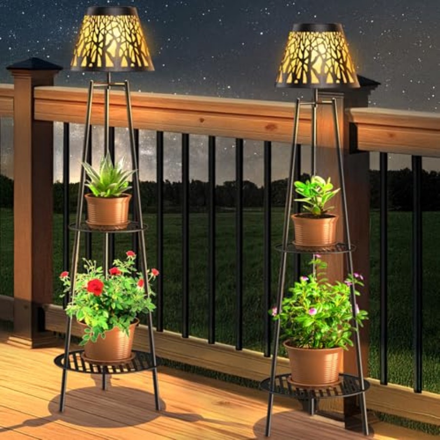 2 Pack Outdoor Solar Floor Lam - đánh giá và giá Garden Lighting Decor