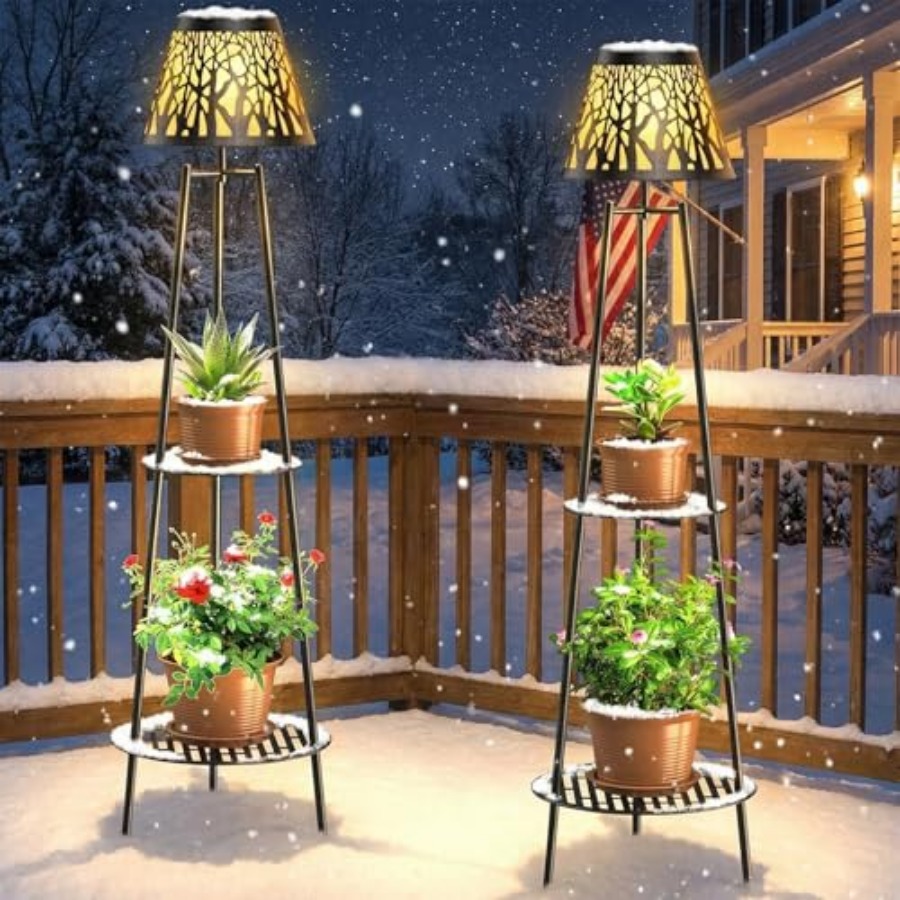 2 Pack Outdoor Solar Floor Lam - đánh giá và giá Garden Lighting Decor