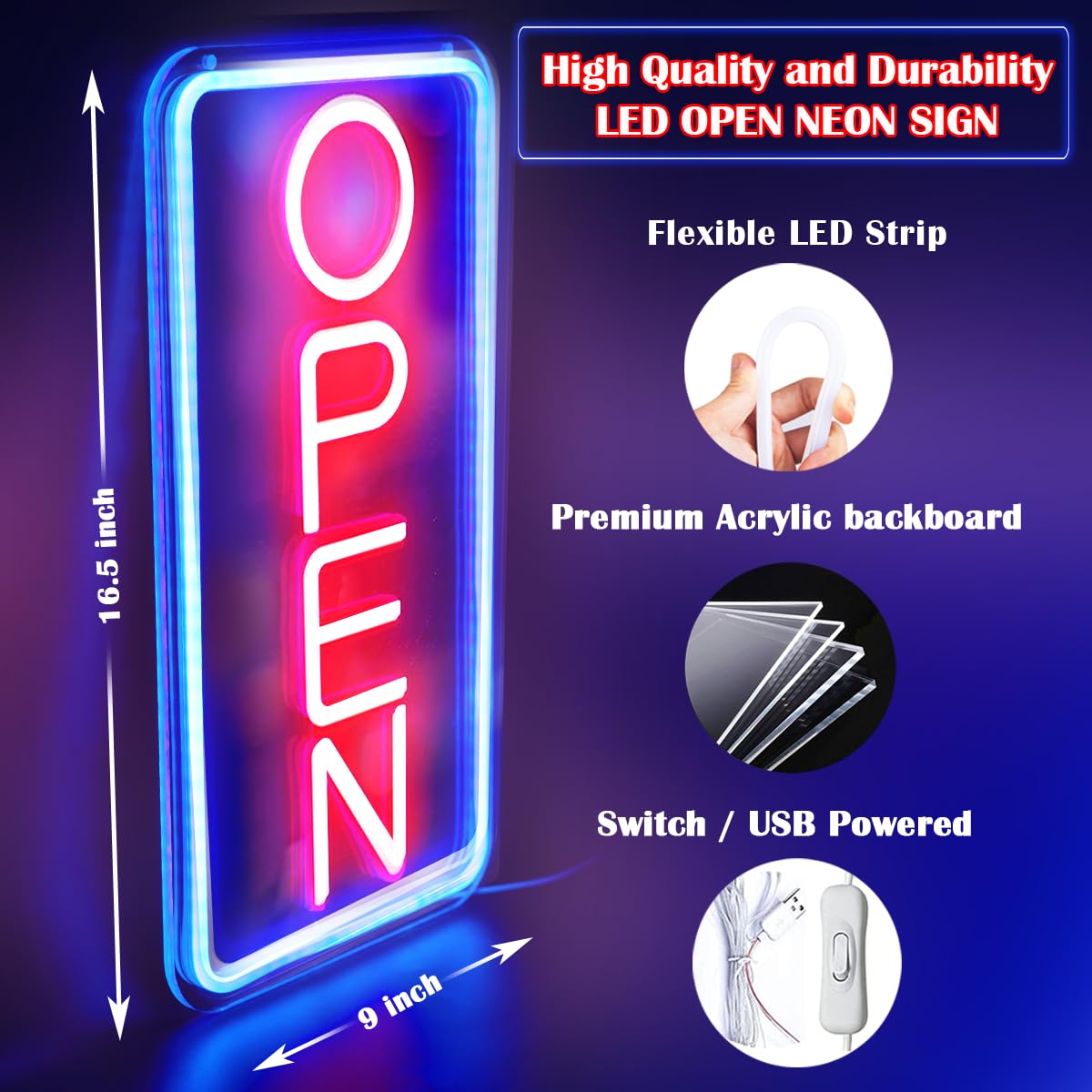LED Neon Open Sign, Business H - đánh giá và giá Decor Lighting Opening Hours