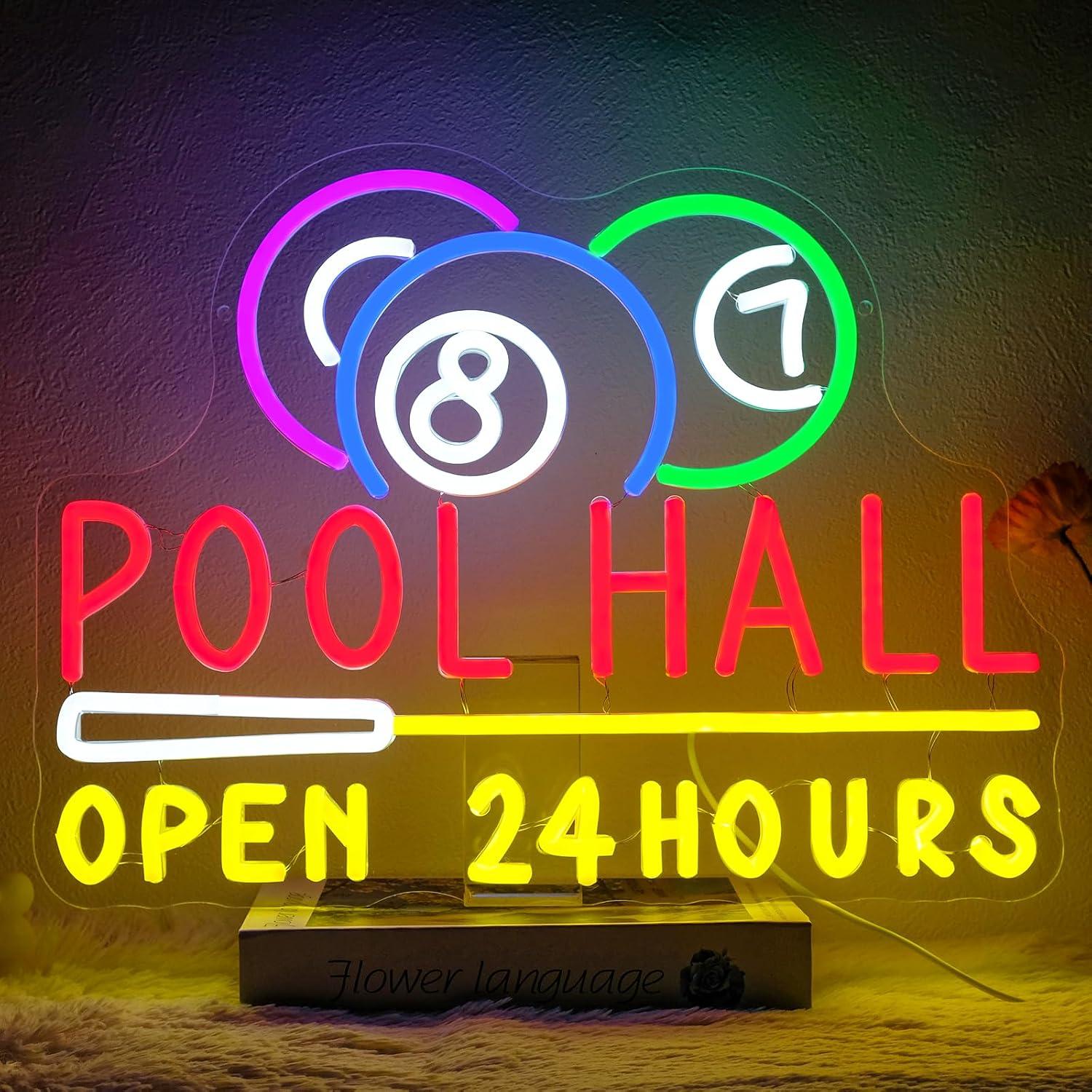 Pool Hall Open 24 Hours Neon S - đánh giá và giá Decor Lighting Opening Hours