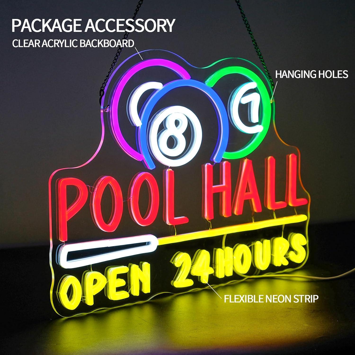Pool Hall Open 24 Hours Neon S - đánh giá và giá Decor Lighting Opening Hours