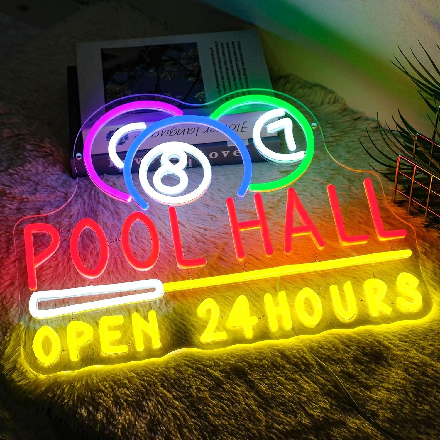 Pool Hall Open 24 Hours Neon S - đánh giá và giá Decor Lighting Opening Hours