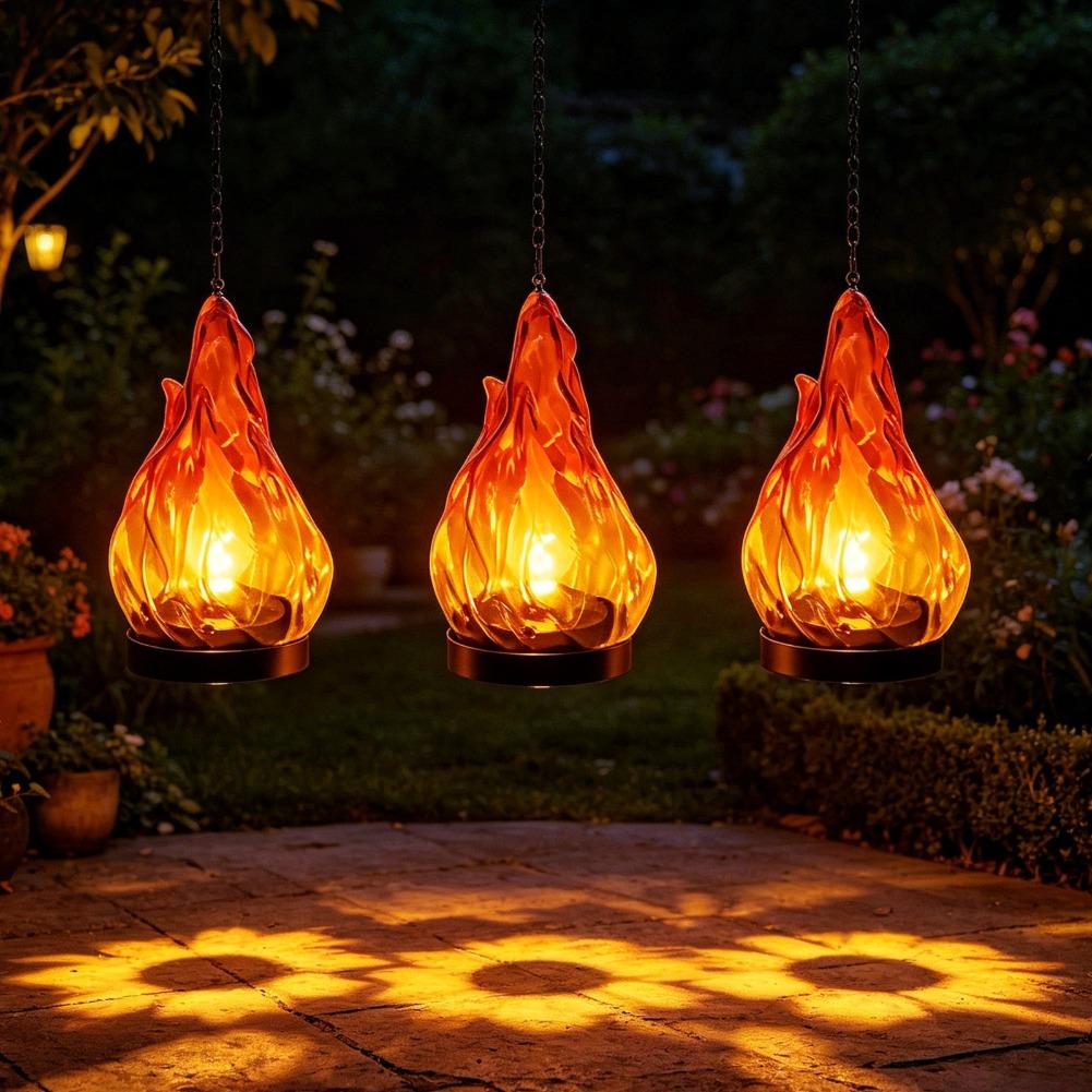 Solar Flame Hanging Lantern Li - đánh giá và giá Garden Lighting Decor