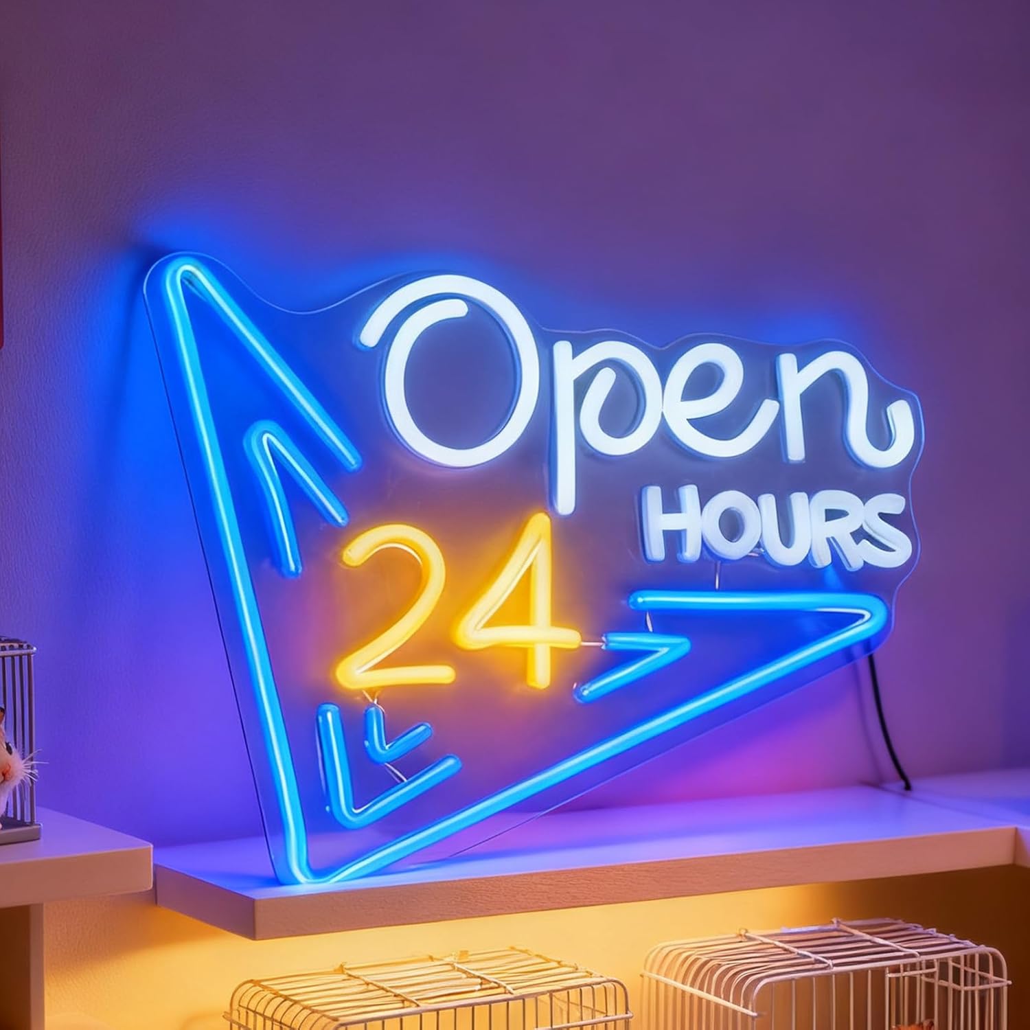 24 Hours Open Neon Sign LED Ne - đánh giá và giá Decor Lighting Opening Hours