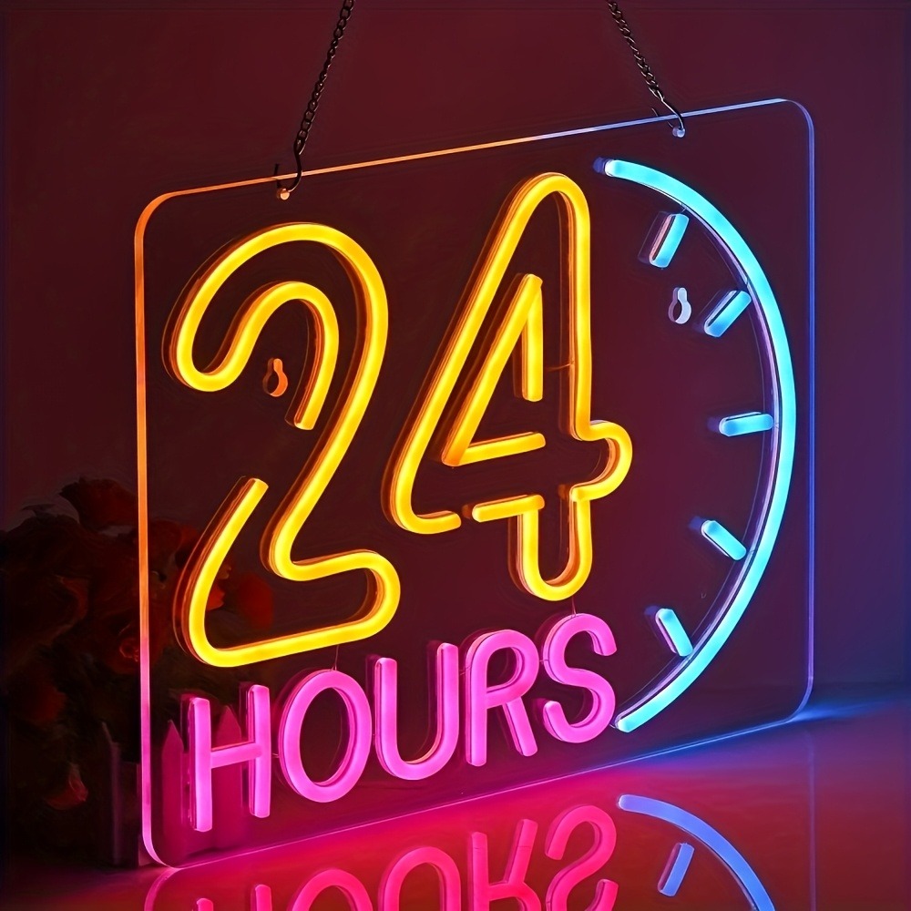 24-Hour LED Neon Sign, USB Pow - đánh giá và giá Decor Lighting Opening Hours