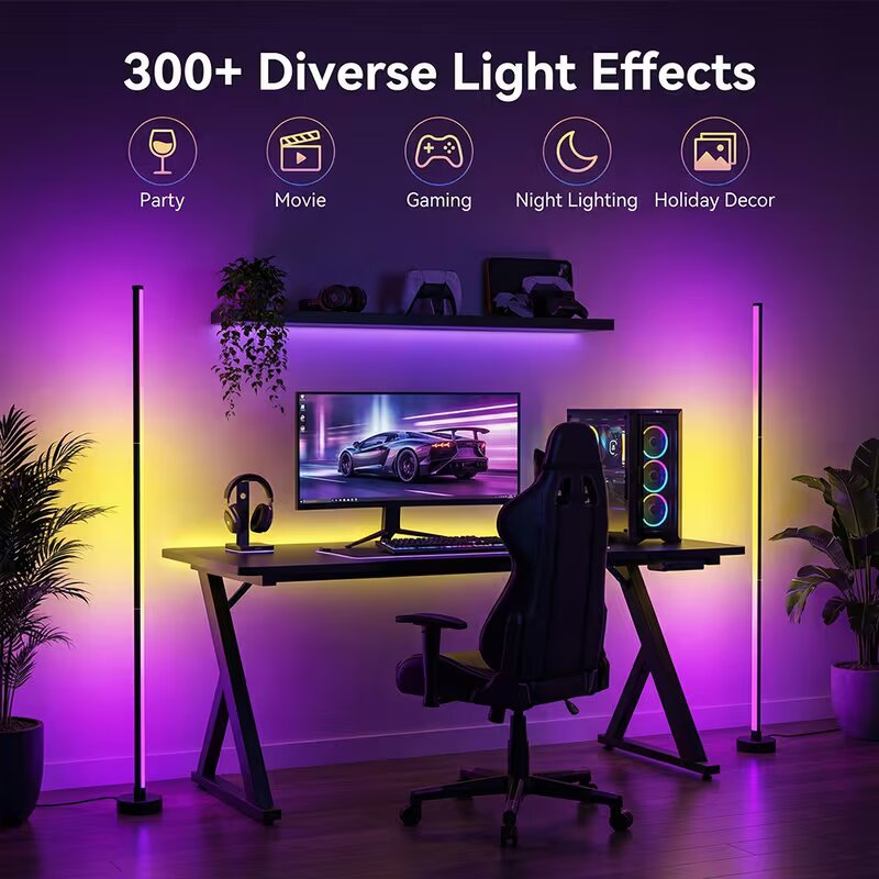 RGBIC LED Corner Floor Lamp, A - đánh giá và giá Floor Lamp Tripod